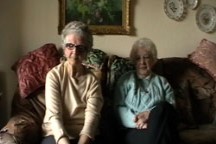 Joan Murray and Yvonne Cleave - Joan playing in Port Gaverne