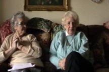 Joan Murray and Yvonne Cleave - Yvonnes first day at school