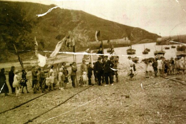 Band of Hope Parade on Port Isaac Beach, c1930s