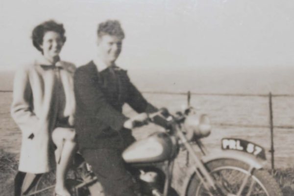 Bikers - Nina Oliver with her husband Bill's brother on his motorbike