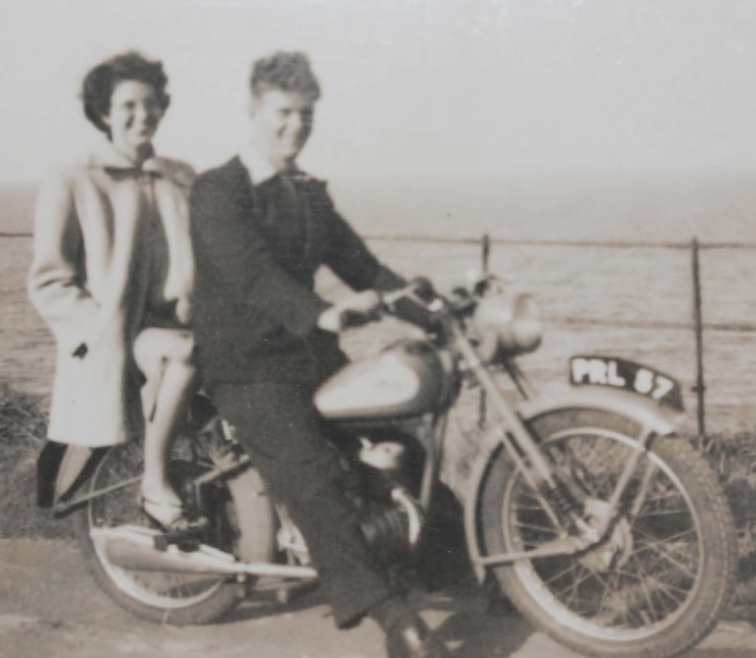 Bikers - Nina Oliver with her husband Bill's brother on his motorbike