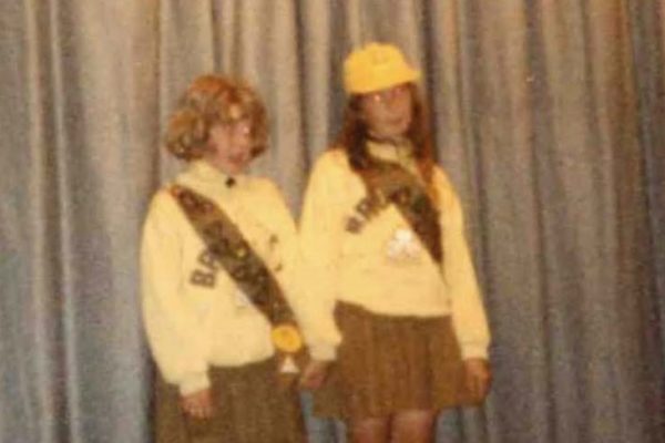Brownies, Elin Fletcher and Lisa Brown perform in the 1994-95 Village Talent Show in the Village Hall