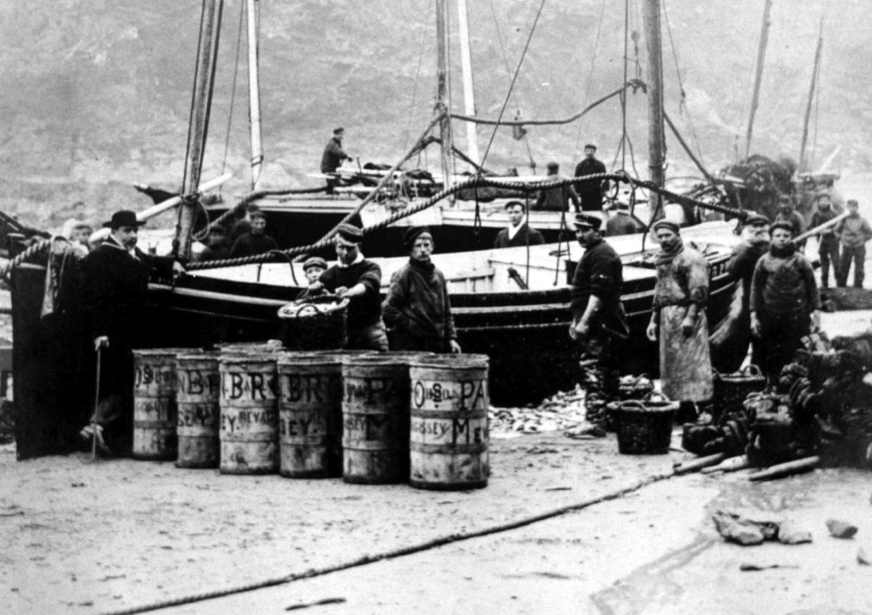 Landing fish from the 'King Edward', c1905
