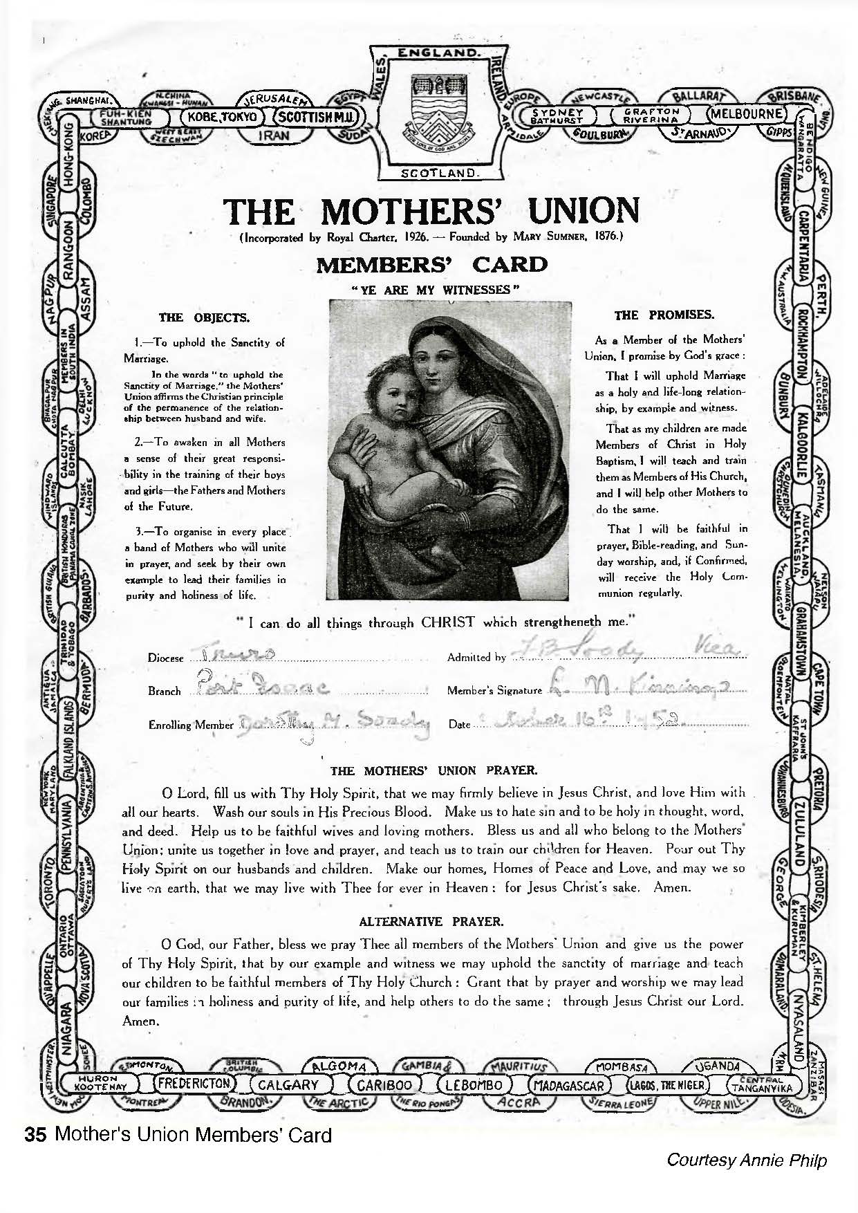 Mothers’ Union card