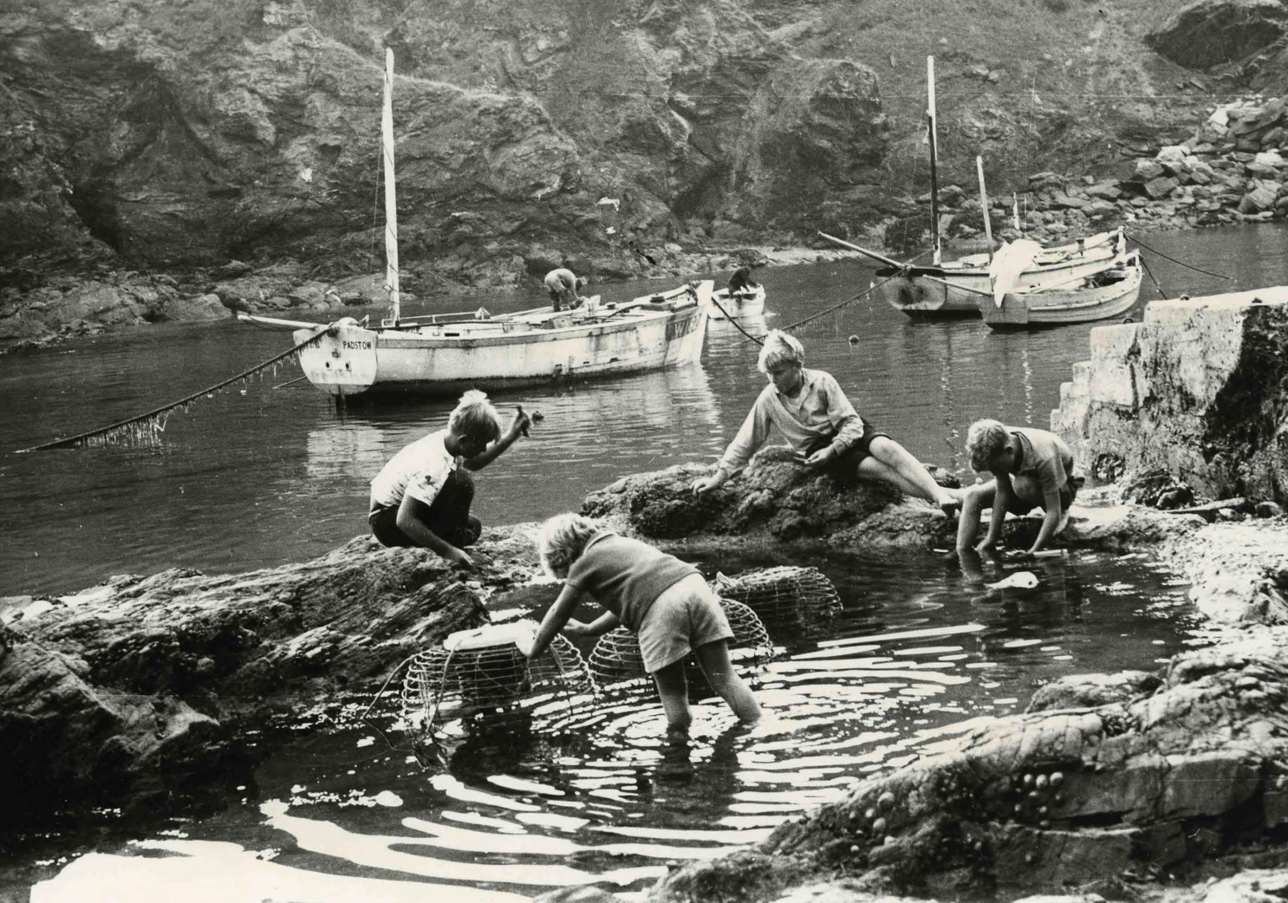 Playing on Port Isaac beach, 1966