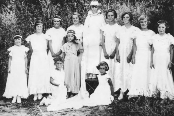 Temperance Queen, Monica Welch, with her attendants in 1934