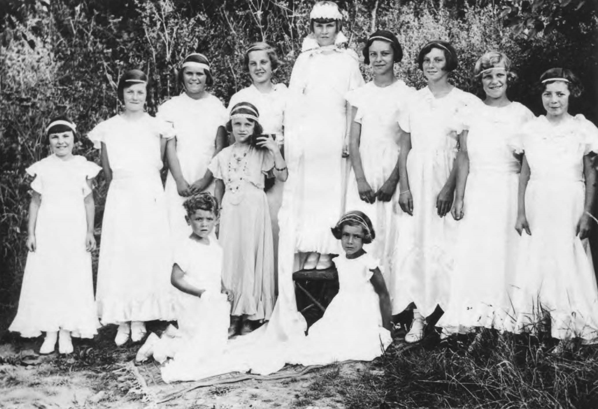 Temperance Queen, Monica Welch, with her attendants in 1934