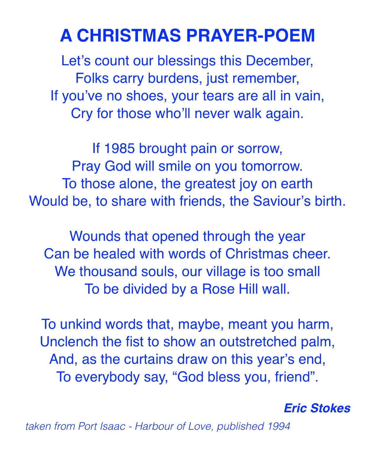 A Christmas Prayer-Poem