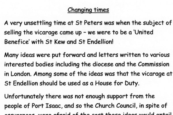 Changing times at St Peter's Church