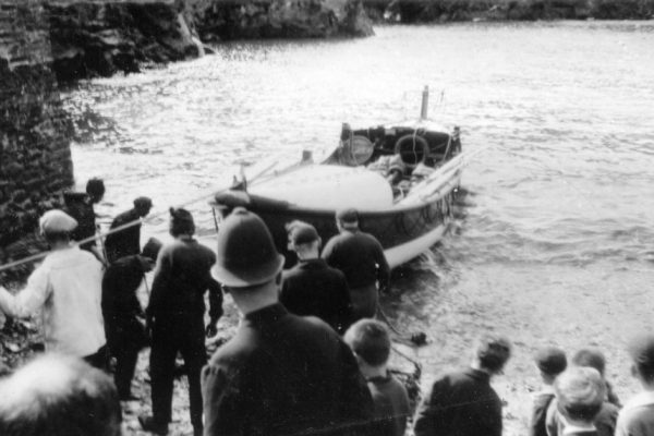 Launching the Ernest Dresden, c1930