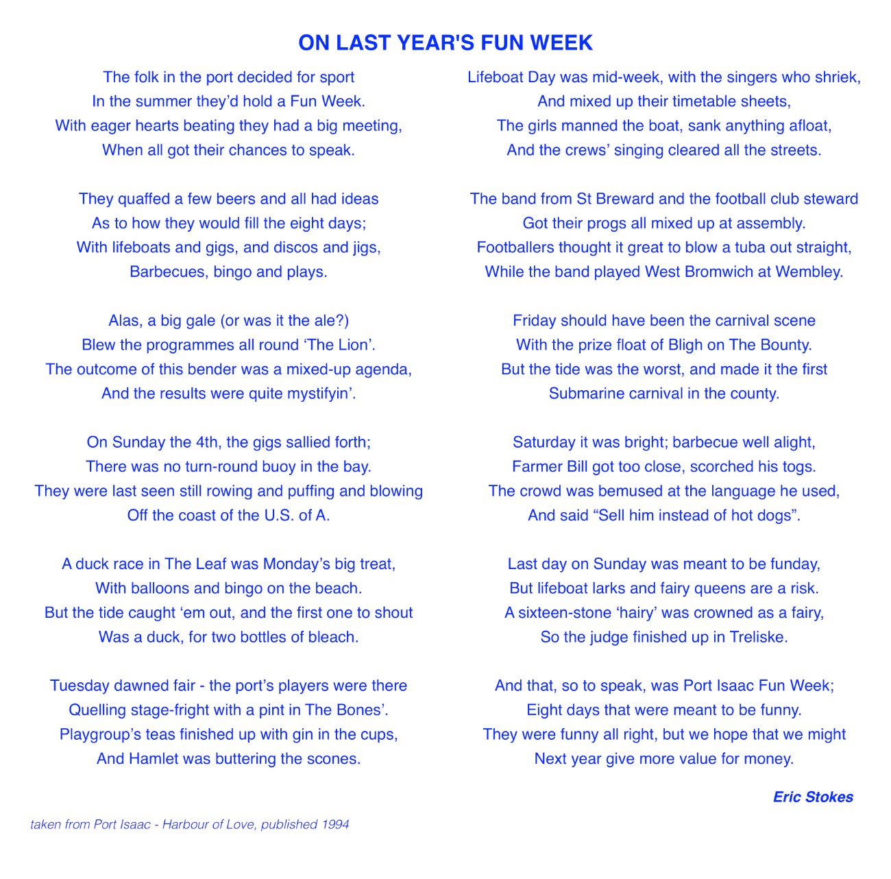 On Last Year's Fun Week