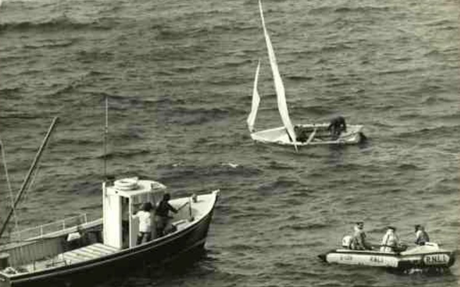 Port Isaac Lifeboat goes out to the MFV Hustler - 1976