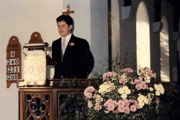 Ross Collins in St Peter's Church, 1995