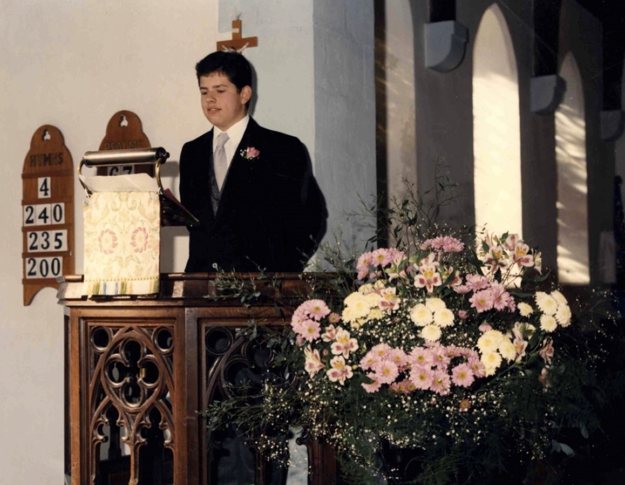 Ross Collins in St Peter's Church, 1995