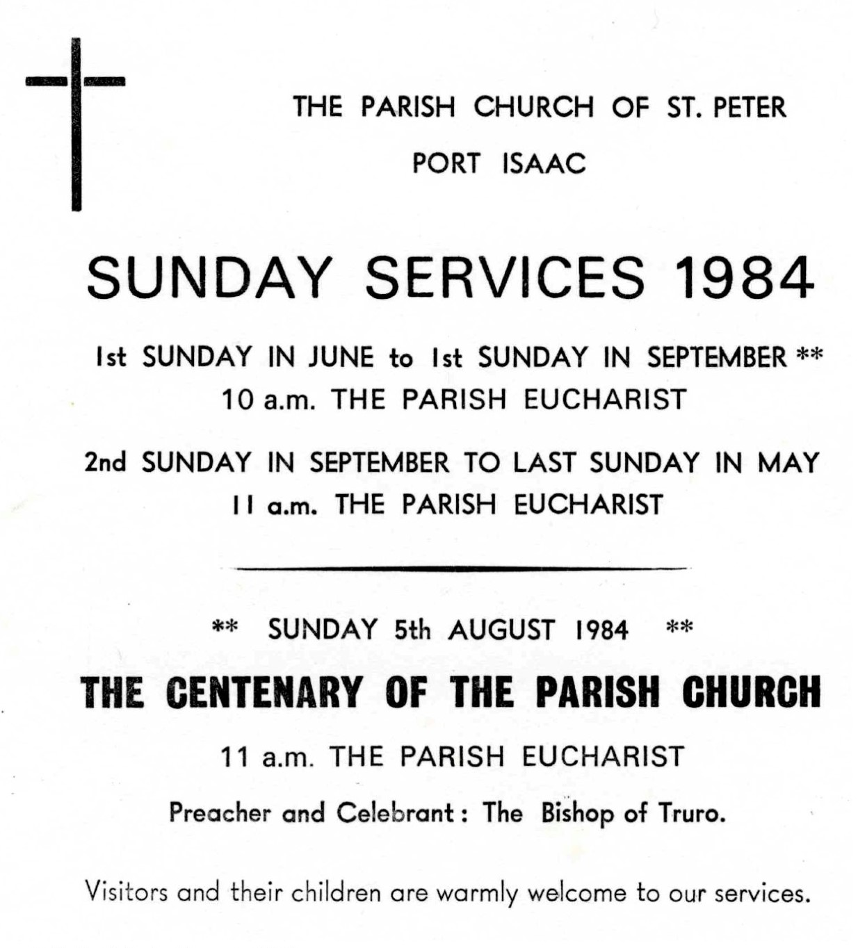 St Peter's Church Sunday Services, 1984