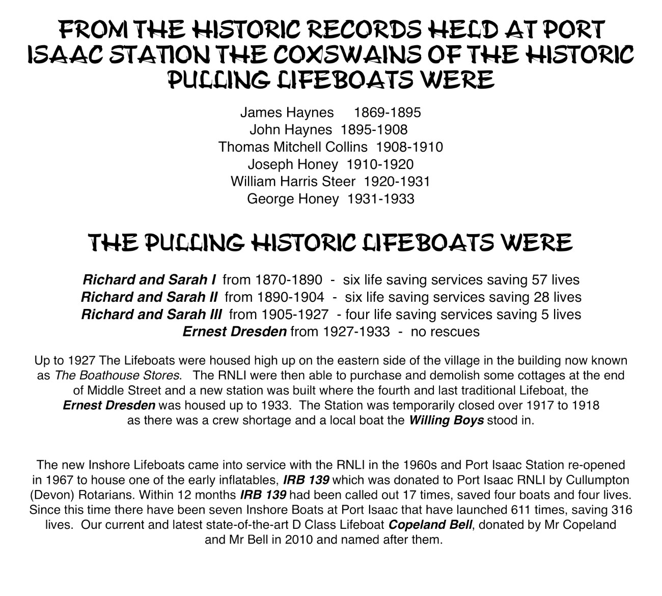 The Historic Pulling Lifeboats