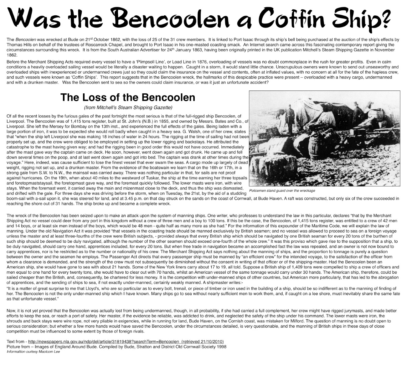 Was the Bencoolen a Coffin Ship
