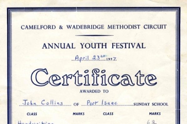 Youth Festival Certificates - John Collins
